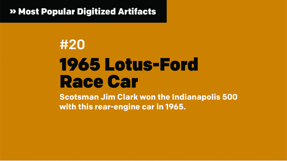 The Henry Ford's All-Time Top 20 Most-Viewed Digitized Artifacts GIF that runs through 20 slides with text and images