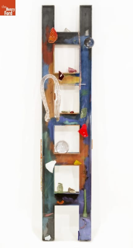 "Ocean Floor" Ladder by Therman Statom, 2007 Colorful ladder with various shapes and items attached
