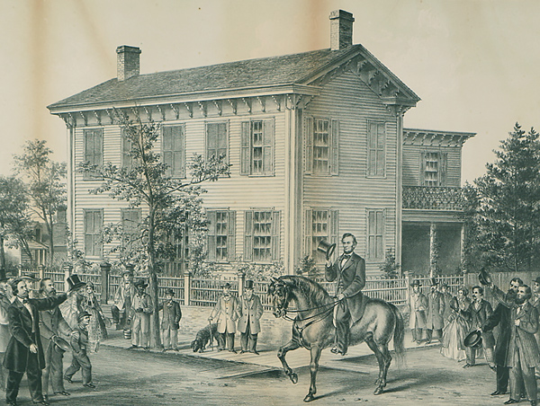 Mr. Lincoln, Residence and Horse as They Appeared on His Return from the Campaign with Senator Douglas, 1858 Mr. Lincoln, Residence and Horse as They Appeared on His Return from the Campaign with Senator Douglas, 1858