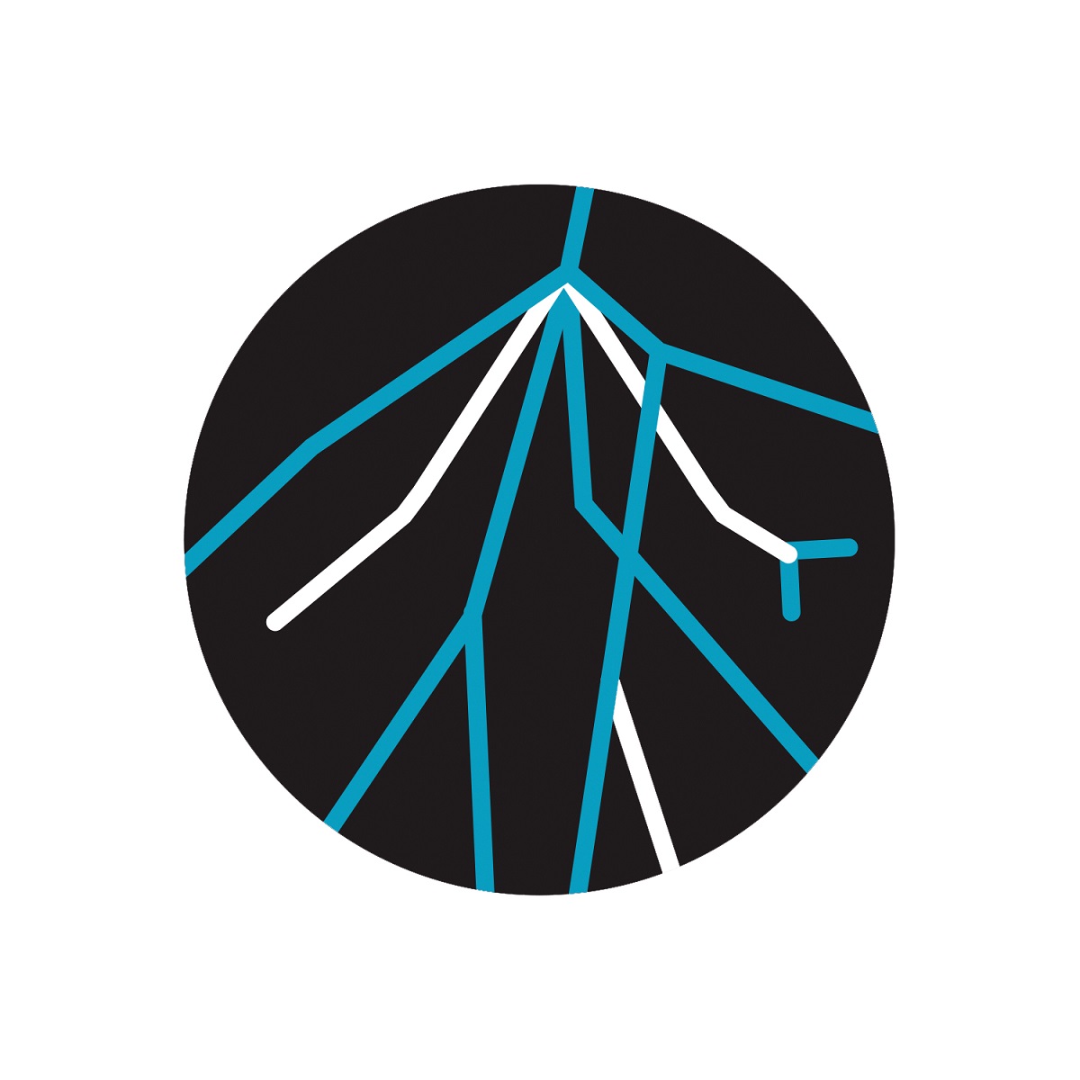 Cosmic radiation is a health concern in space Circular graphic with blue and white arcing lines (sort of like lightning) on a black background