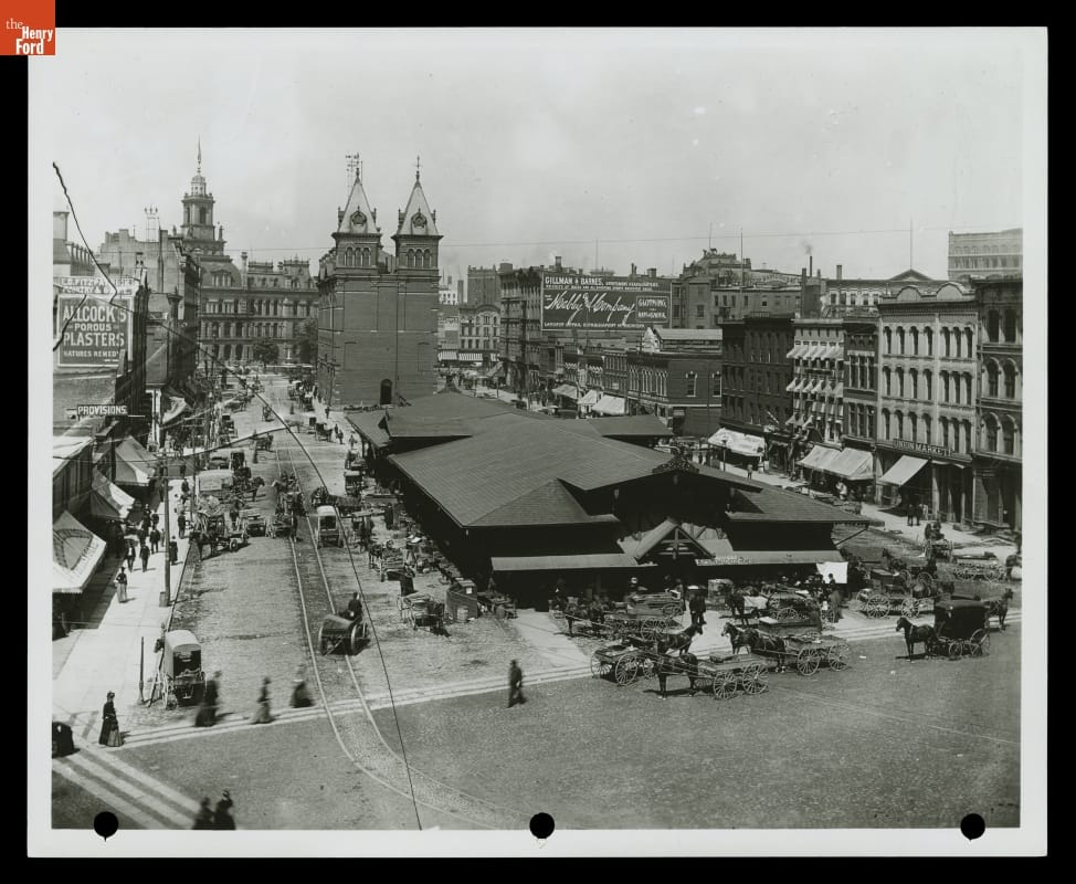 Central Market in Downtown Detroit, Michigan, circa 1890