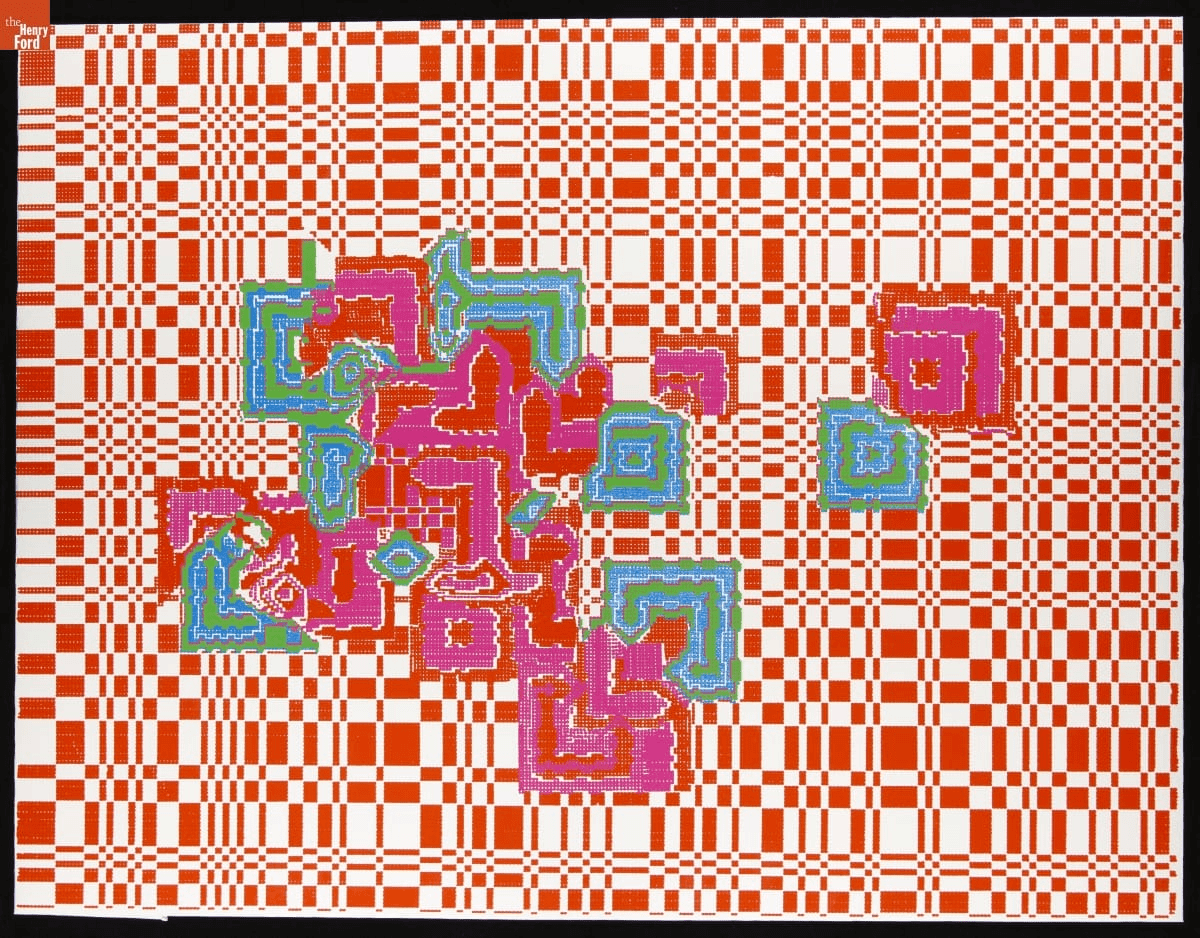 GIF cycling through three prints featuring colorful blocks 