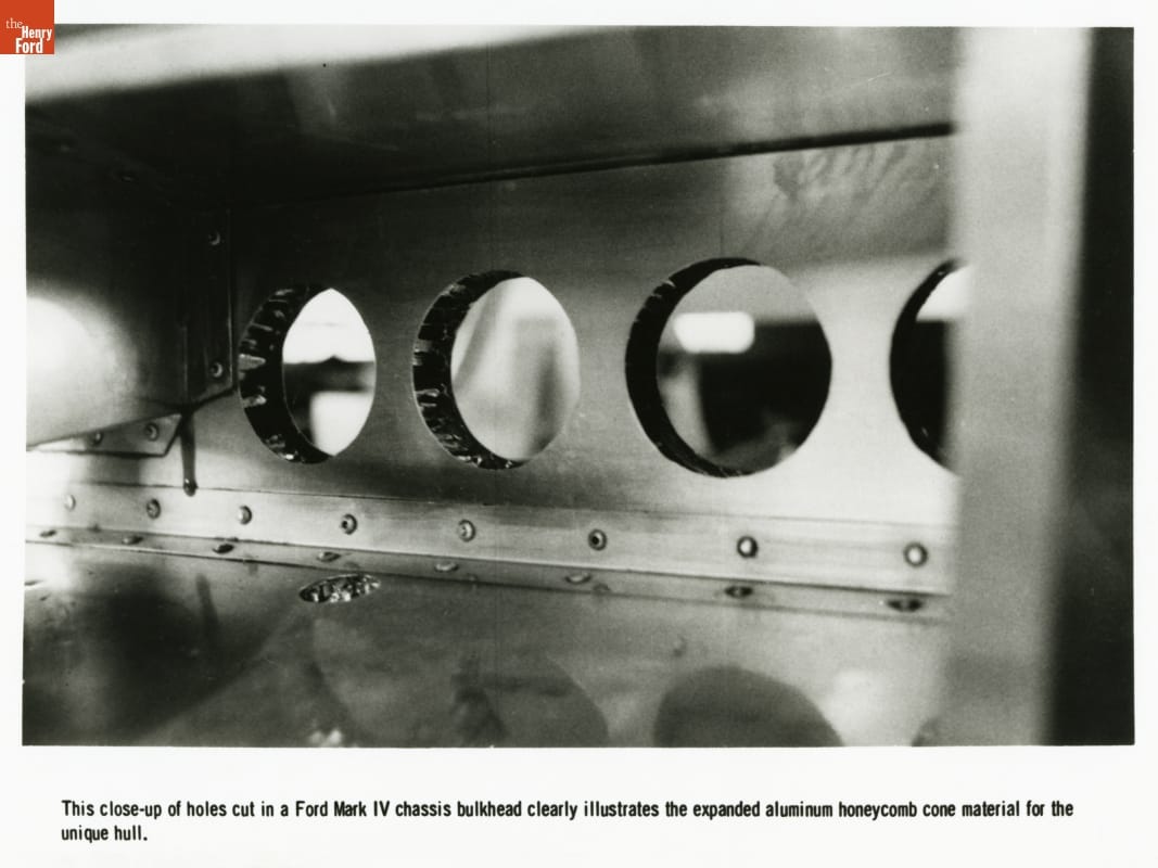 thf87031 Close-up View of the Ford Mark IV Le Mans Race Car Hull Honeycomb Construction