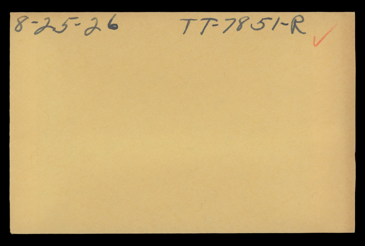 Drawing, "Window Glass Retainer - Upper," Ford Model TT Truck, August 25, 1926 Manila envelope with handwritten numbers and red check mark