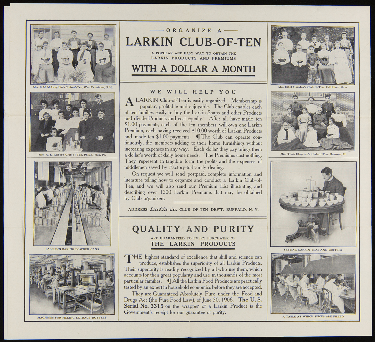Larkin Company Trade Catalog, "A Practical Plan of Saving: The Larkin Idea of Factory-To-Family Dealing," circa 1906 Images of women and text
