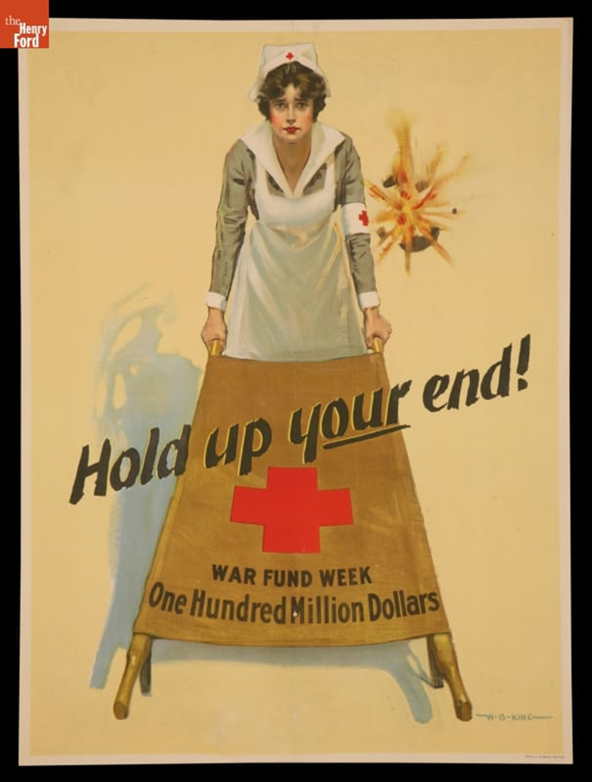 World War I era poster depicting the uniform of a Red Cross public health nurse