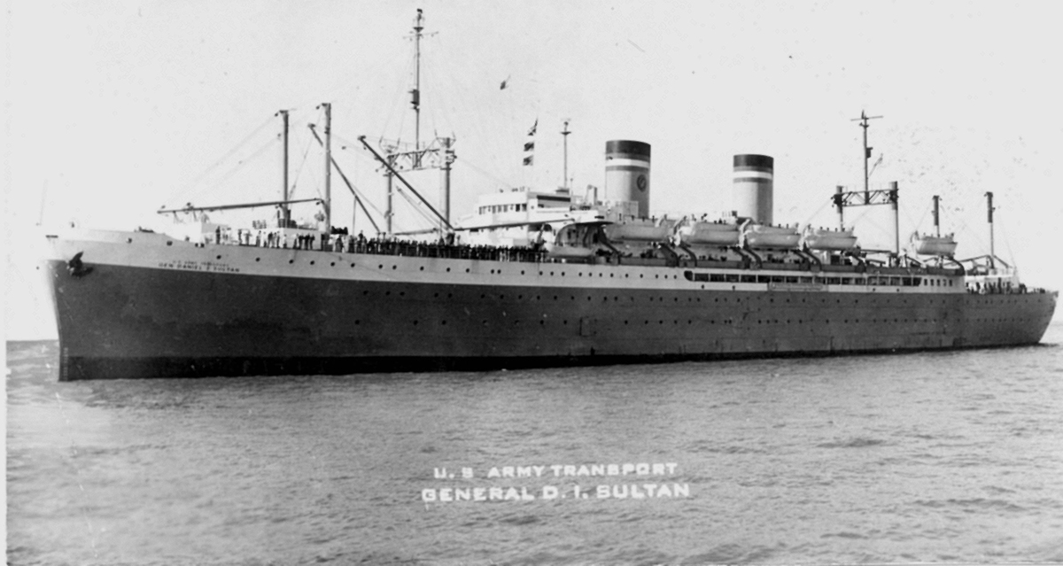 U.S. Army Transport Ship General Daniel I. Sultan. Lillian sailed on this ship to join her husband, Jack, in Japan in 1949.